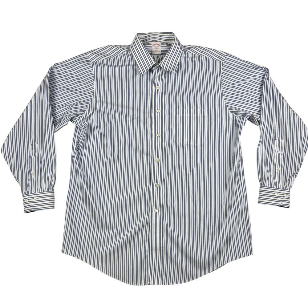 Brooks Brothers Shirt Mens 16.5 34/35 Blue Striped Button Down 346 Non-Iron